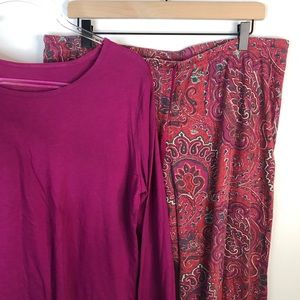 Gilligan & O'Malley Red and Pink Paisley PJ Set